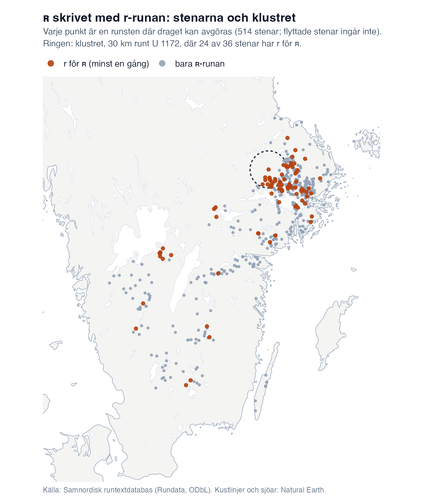 Figur 1. ʀ skrivet med r-runan: stenarna och klustret